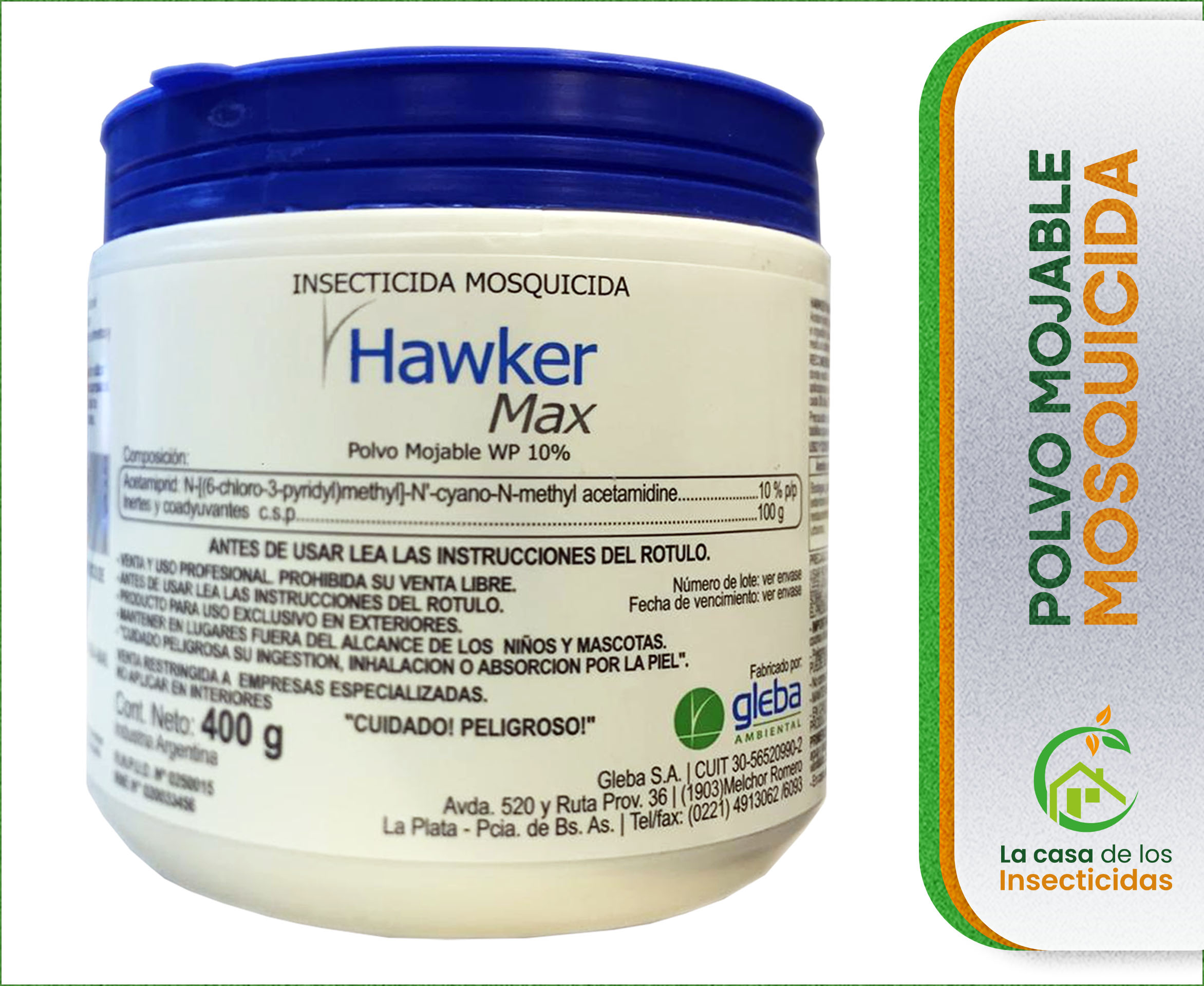 Hawker Max. Polvo mojable para moscas. Gleba. 400g.